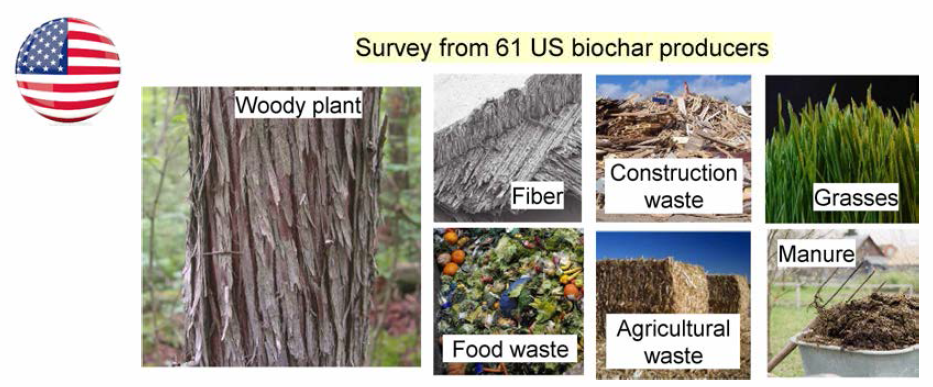 미국에서의 주요 biochar feedstock