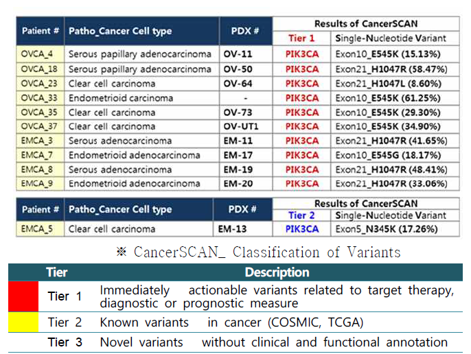 부인암 환자유래 검체에서 확인된 PIK3CA 유전자의 변이 양상