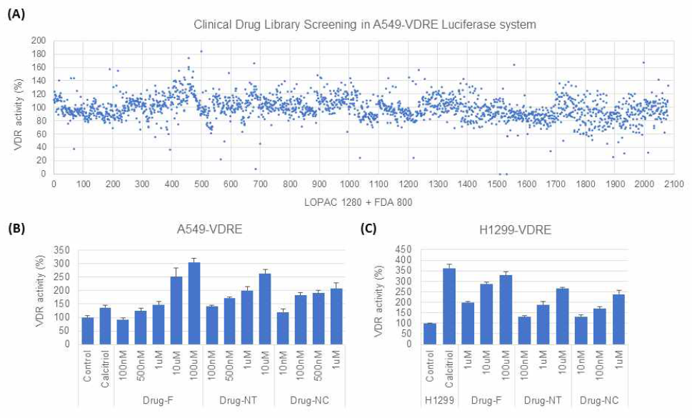 A549 세포주에서 임상화합물 라이브러리를 이용한 VDR 활성 조절 약물 스크리닝