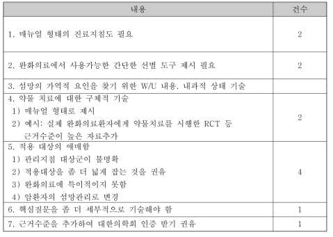 1차 자문회의 주요자문 내용