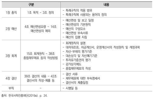 「사학기관 재무･회계 규칙에 대한 특례규칙」의 구성