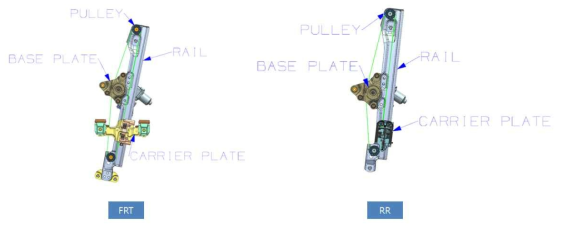 9BUX FRT/RR 윈도우 레귤레이터 설계 완료