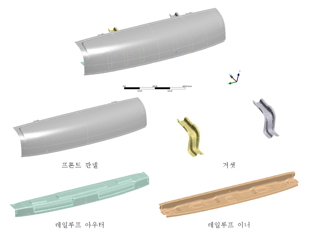 제품 3D 모델링 형상 및 각 부품별 형상