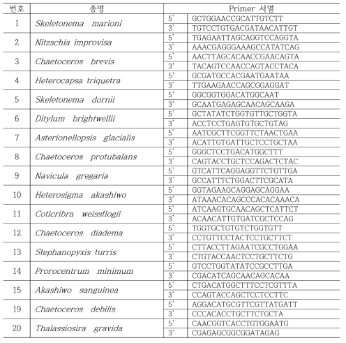 Construction of specific primers in microalgae