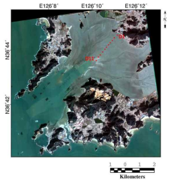 2008년 12월 14일에 획득한 연구지역의 KOMPSAT-2 영상