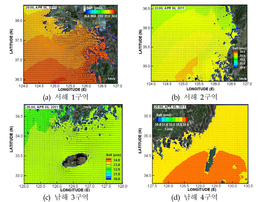 운용해양모델 ROMS 이용한 72시간 염분 예측