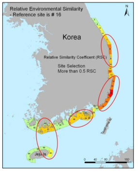 파래 서식지 분포 추정지도