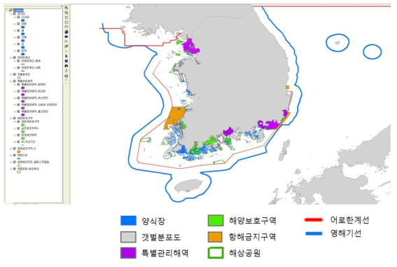 GIS를 이용한 영해선내 주요 해양시설 및 영역