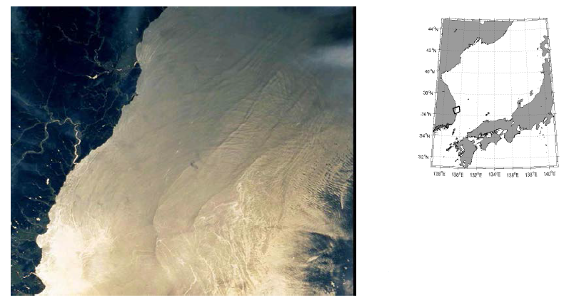 위성사진 (Astronaut photograph) 을 통한 내부파 관측 (2000년 9월 20일)