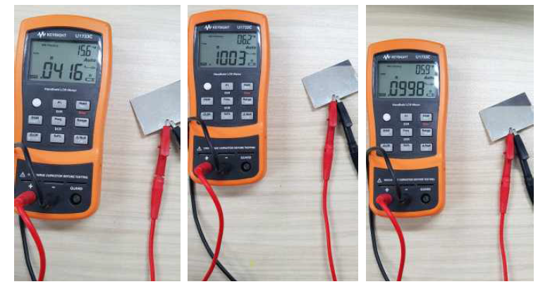 은코팅 전극의 2단자 측정 Test setup 및 결과