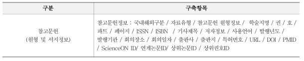 Domestic Journal Article Reference Data Construction Items