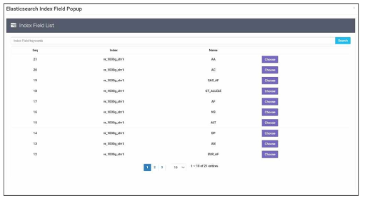 Advanced Search Field Select Page