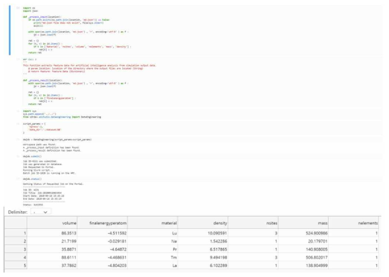 Data Engineering Job in AI Studio and Generated Result Table