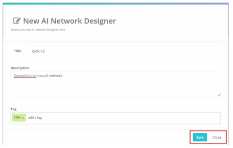 AI Network Designer creation popup