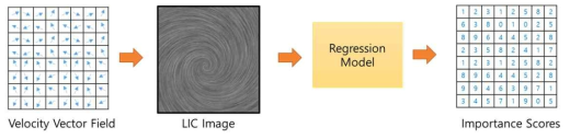 Applying a LIC image which generated from the input velocity fields into the regression model that predicts importance scores