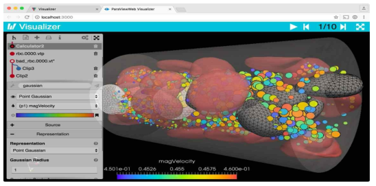 Visualization Result on the web using ParaViewWeb