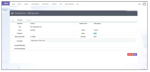 Study Dataset Metadata Page