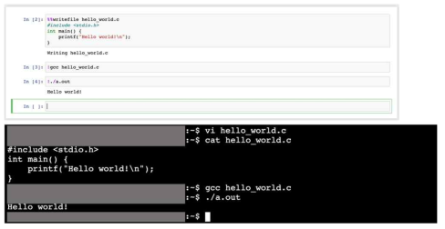 사용자 코드 편집/실행이 가능한 Jupyter notebook 인터페이스