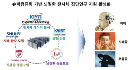 Schematic diagram of the cooperation system for group research on brain diseases using supercomputing