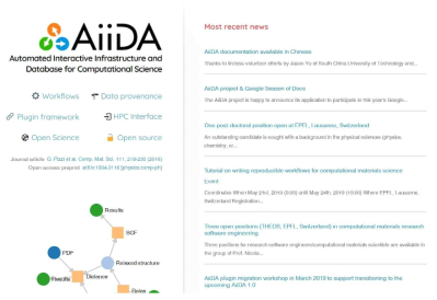 Introduction page of Aiida