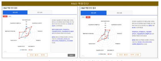 R&D역량진단 종합결과 화면 사례