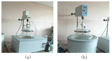 PCM 마이크로캡슐 실험에 사용된 반응기 (a) 10L, (b) 20L
