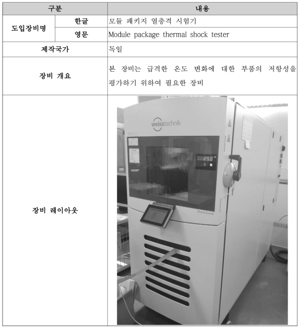 모듈 패키지 열충격 시험기 개요