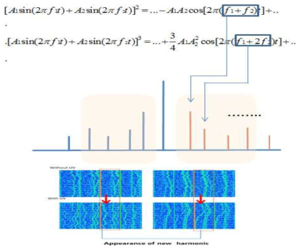 상기 식 (1),(2)에 설명된 이론에 따라 발생된 하모닉 peak에 대한 수학적 설명