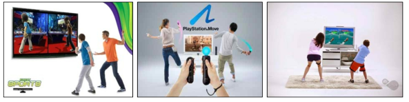 MS kinect, Sony PS Move, Nintendo Wii 콘솔게임 이미지