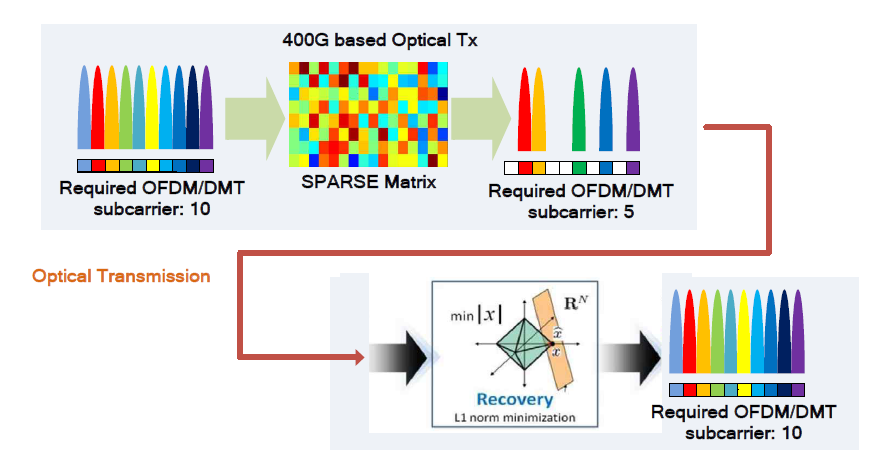 L1 최소화 기법을 이용하여 광 OFDM/DMT Data 단위 심볼당 유효비트수 증가 방안
