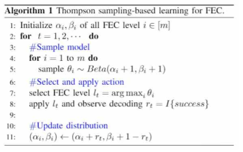 Thompson sampling 기반 FEC level 선택 알고리즘