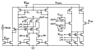 제안 된 전류 미러 연산증폭기 (OTA) 회로 schematic