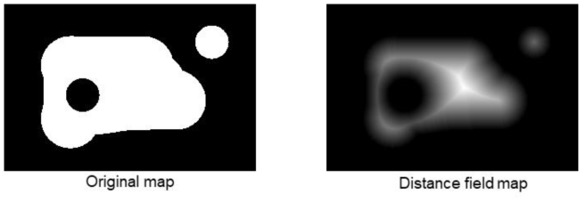 Euclidean Distance Filed Map(ESDF)을 적용하였을 때 나오는 Map