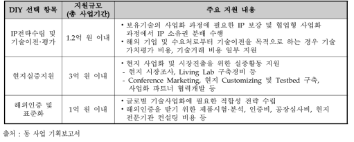 DIY 선택 주요지원 내용