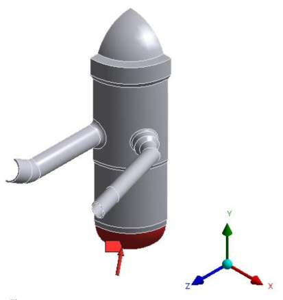 Location of the pressure wave the reactor of bottom