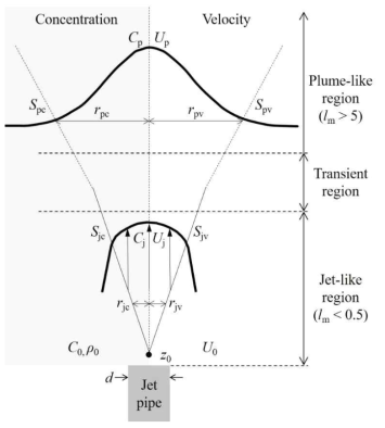 수직 부력 제트의 유동 영역
