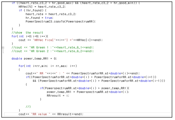 호흡율(RR) 연산을 위한 알고리즘 코딩 작업