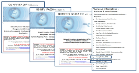 ETSI NFV IFA WG 규격 개발 및 기고반영 표준 채택