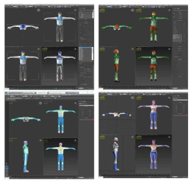 남자/여자 스키/점퍼 캐릭터 모델링 작업(4면)