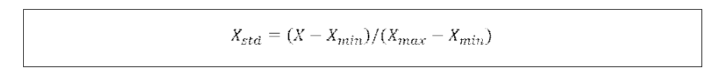 최대-최소 정규화 식1