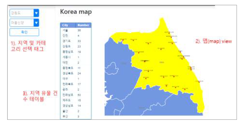 지역 및 카테고리 선택 태그