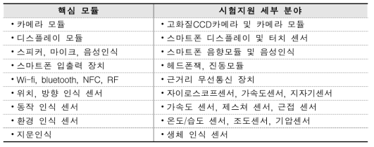 핵심 모듈별 시험지원 분야