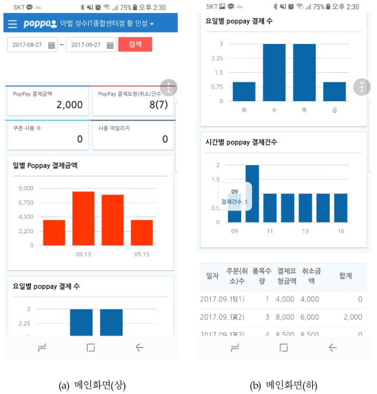 점주용 앱 메인화면 예시