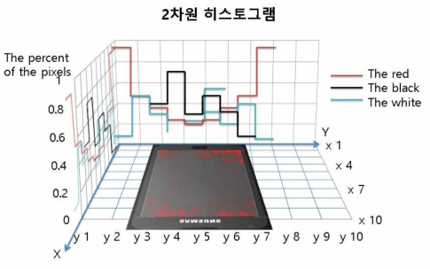 커버글라스 검출 영상의 2차원 히스토그램 분석 결과 예