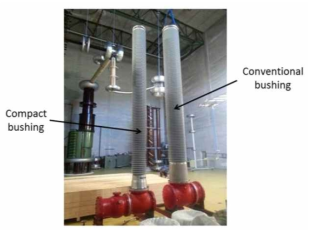 동일한 전압 등급의 컴팩트 부싱과 기존 부싱 비교 [Ye 2014]