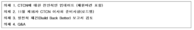 제16차 CTCN 이사회 TF 논의 의제