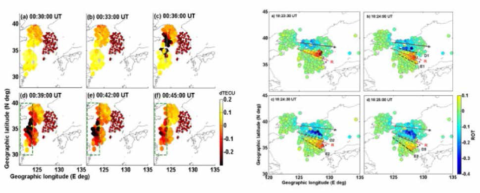 반송파 정보를 사용한 광명성 4호(Choi et al., 2017)와 화성 15호(Choi & Hong, 2019) 발사에 의한 전리권 TEC 교란 검출