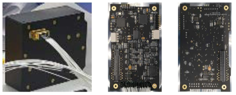 근지구 우주환경 관측위성 MAG 과학임무 탑재체 구성들 (왼쪽부터 부품이 실장된 MAG analog module, LP & MAG MCP board 앞면, 뒷면)