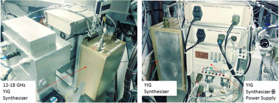 KVN 탐라 전파망원경 수신기 실에 설치된 YIG Synthesizer와 YIG Synthesizer용 Power Supply