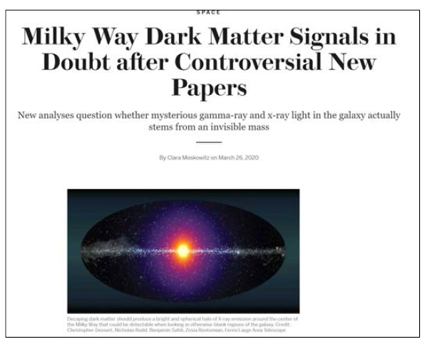 The article “Strong constraints on thermal relic dark matter from Fermi-LAT observations of the Galactic Center” (Abazajian, Horiuchi, Kaplinghat, Keeley et al.) was highlighted in the Scientific American on March 26, 2020